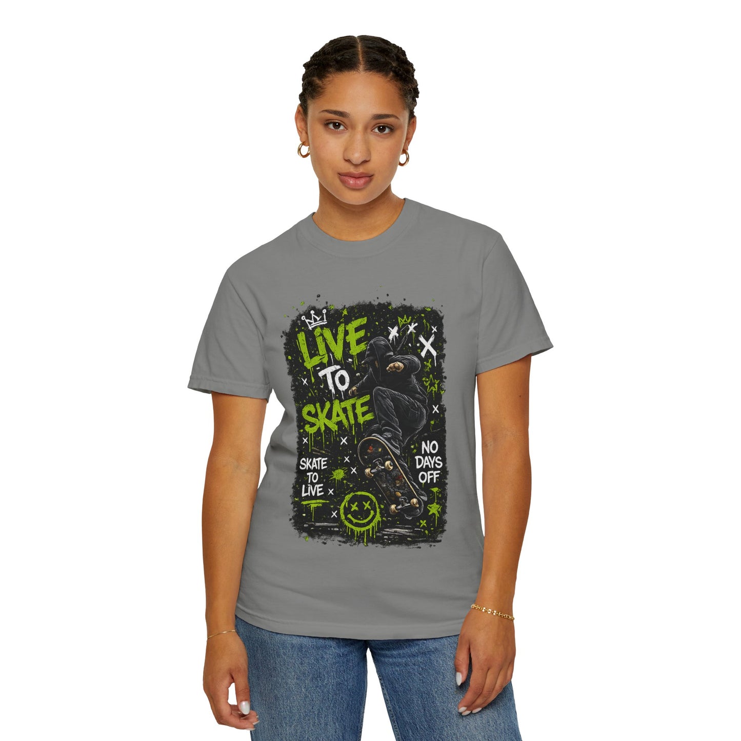 Live to Skate Graphic T-Shirt – Skateboarder Streetwear Tee