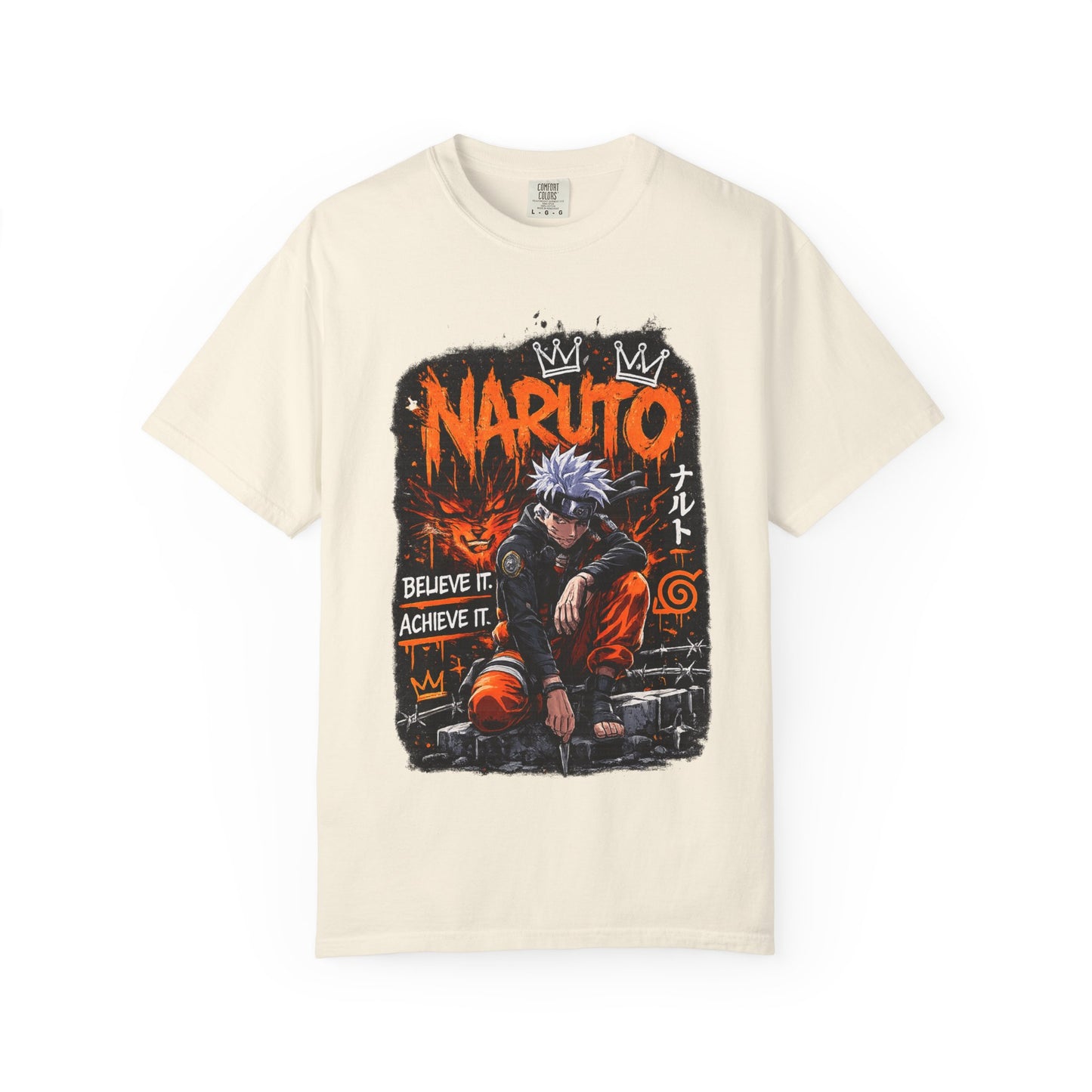 Anime Graphic T-Shirt - "Believe It, Achieve It" Naruto Streetwear Tee