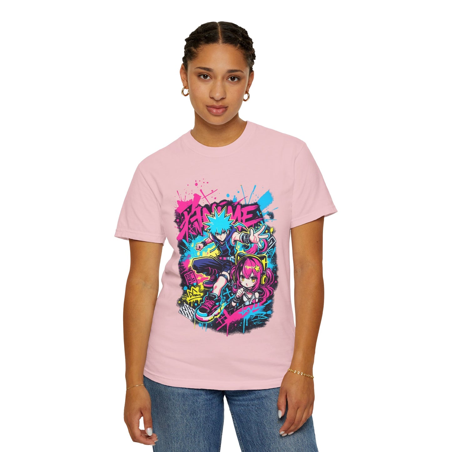 Anime Streetwear T‑Shirt — Neon Punk 'Eat Me' Graphic