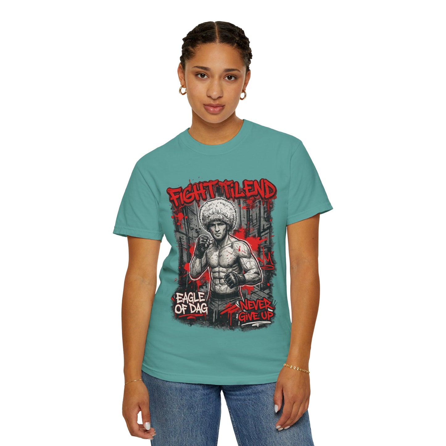 Fight Milend Boxing T-Shirt — "Eagle of Dag" Never Give Up Graphic Tee