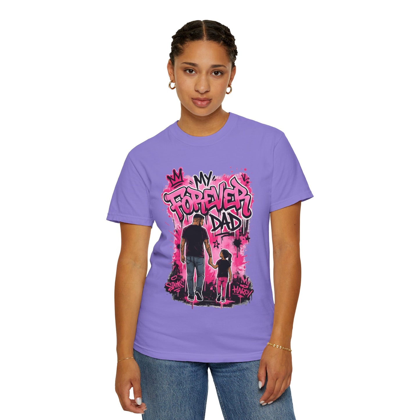My Forever Dad graffiti father daughter T-Shirt | silhouette, pink spraypaint