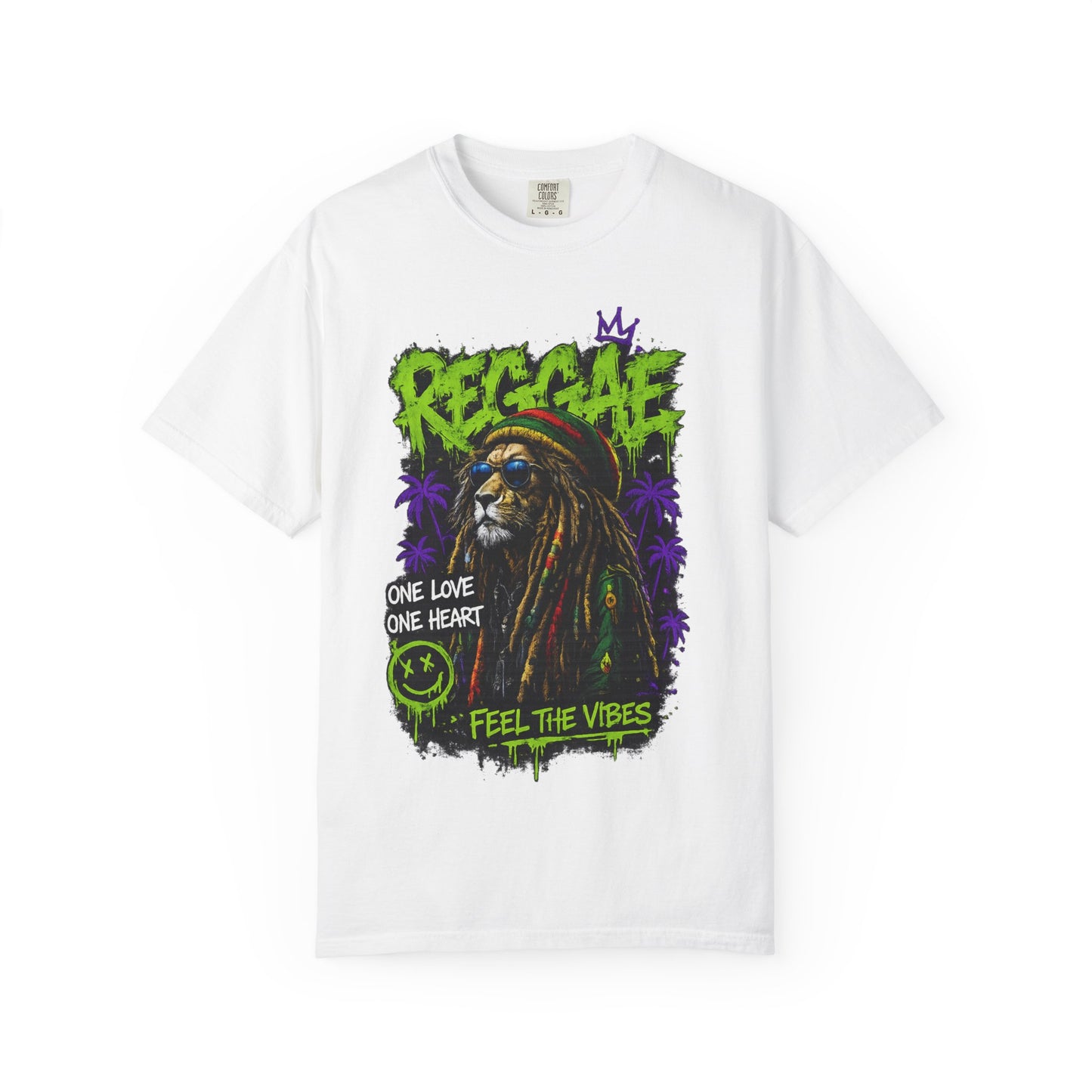 Reggae Lion T-Shirt — "One Love One Heart" Feel the Vibes Graphic Tee