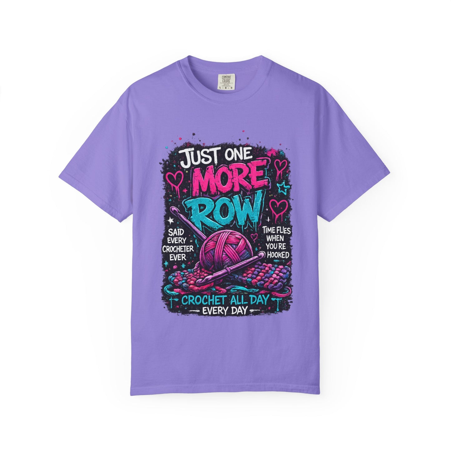 Crochet T‑Shirt — "Just One More Row" Yarn Lover Tee
