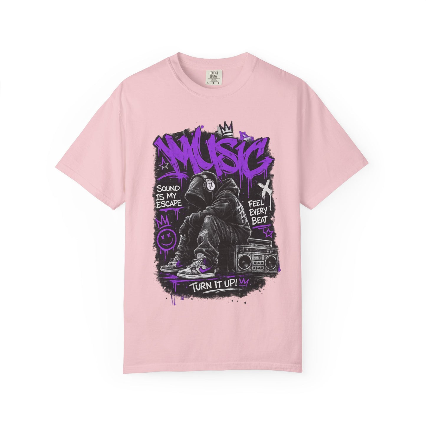 Music Graffiti Streetwear T-Shirt | Hip Hop Boombox Illustration