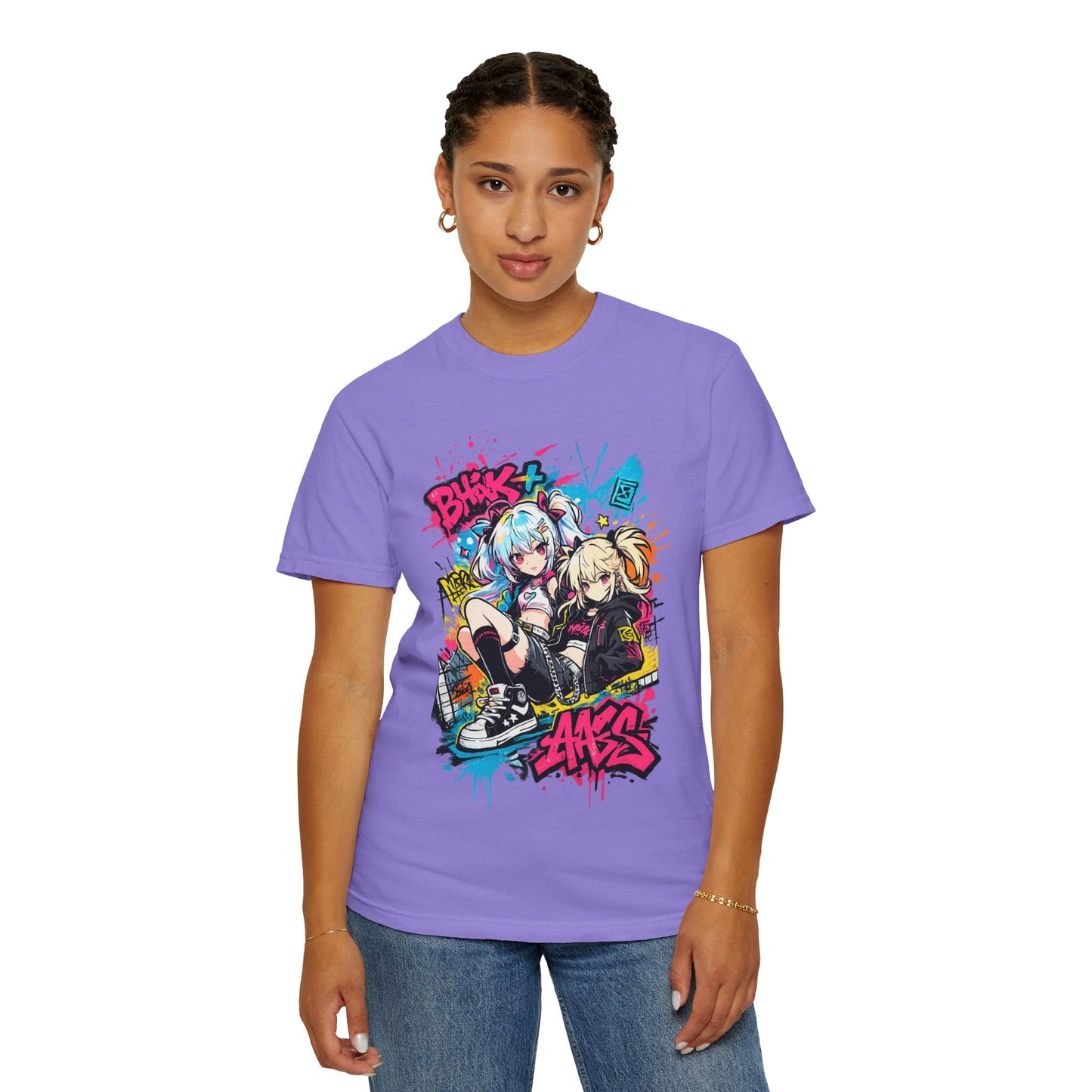 Anime Streetwear T-Shirt — 'Bucks & Sakes' Graffiti Girls Graphic Tee