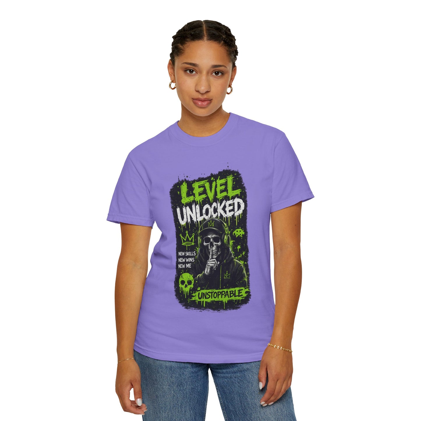Level Unlocked Skull T-Shirt — Unstoppable Gamer Graphic Tee