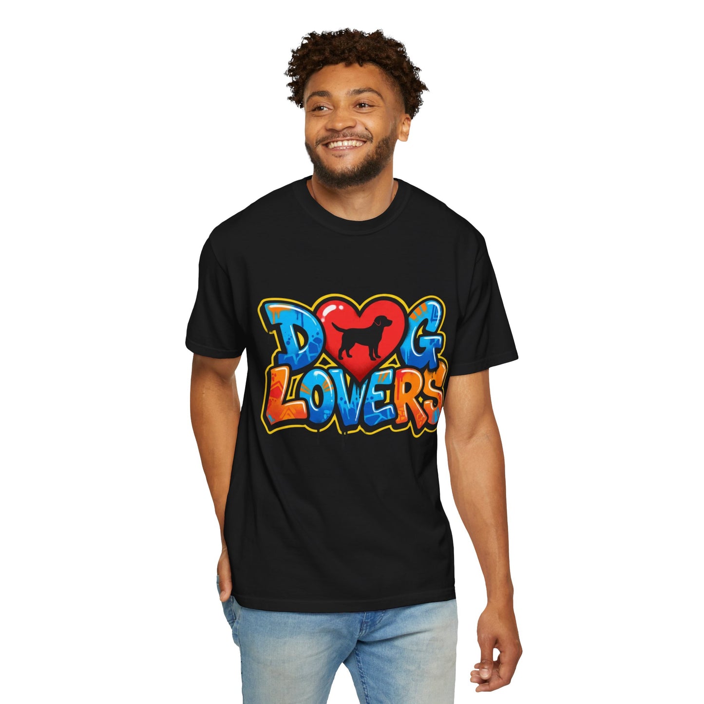 Dog Lovers Graffiti T-Shirt — Heart & Silhouette Pet Lover Tee