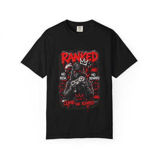 Ranked Climber Graphic Tee | Gamer Skull, No Risk No Reward
