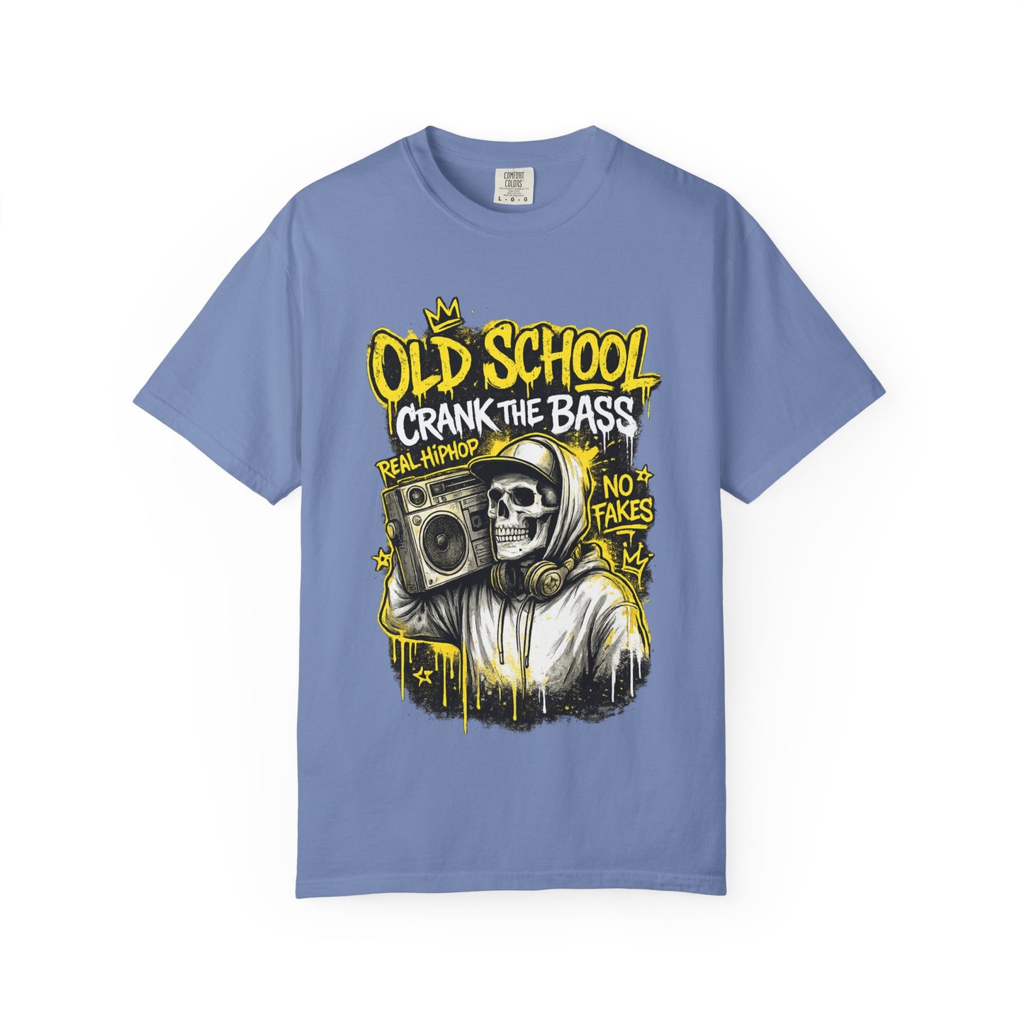 Old School Crank the Bass T-Shirt — Retro Hip Hop Skull Boombox Tee