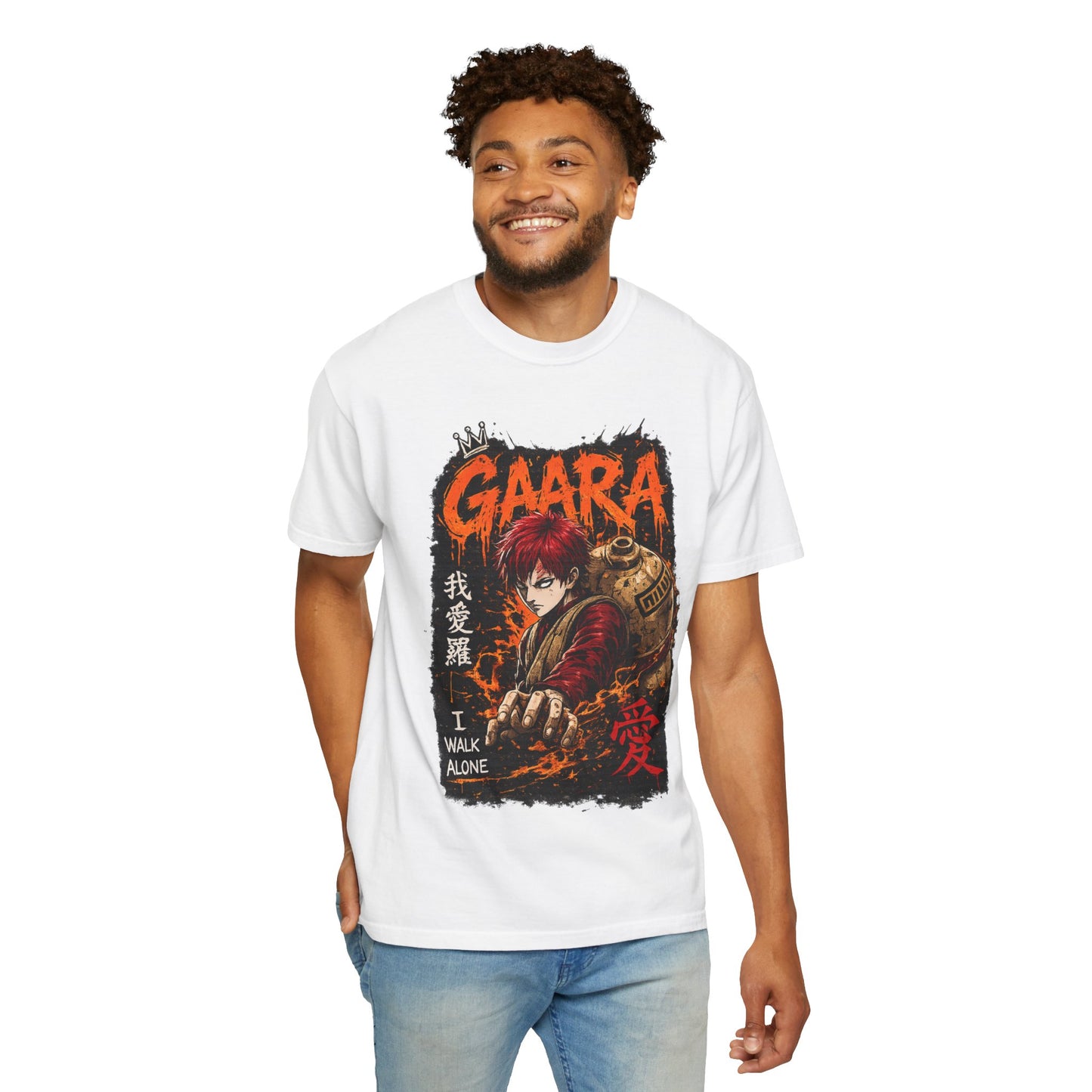 Anime Character Graphic T-Shirt — "I Walk Alone" Gaara Design