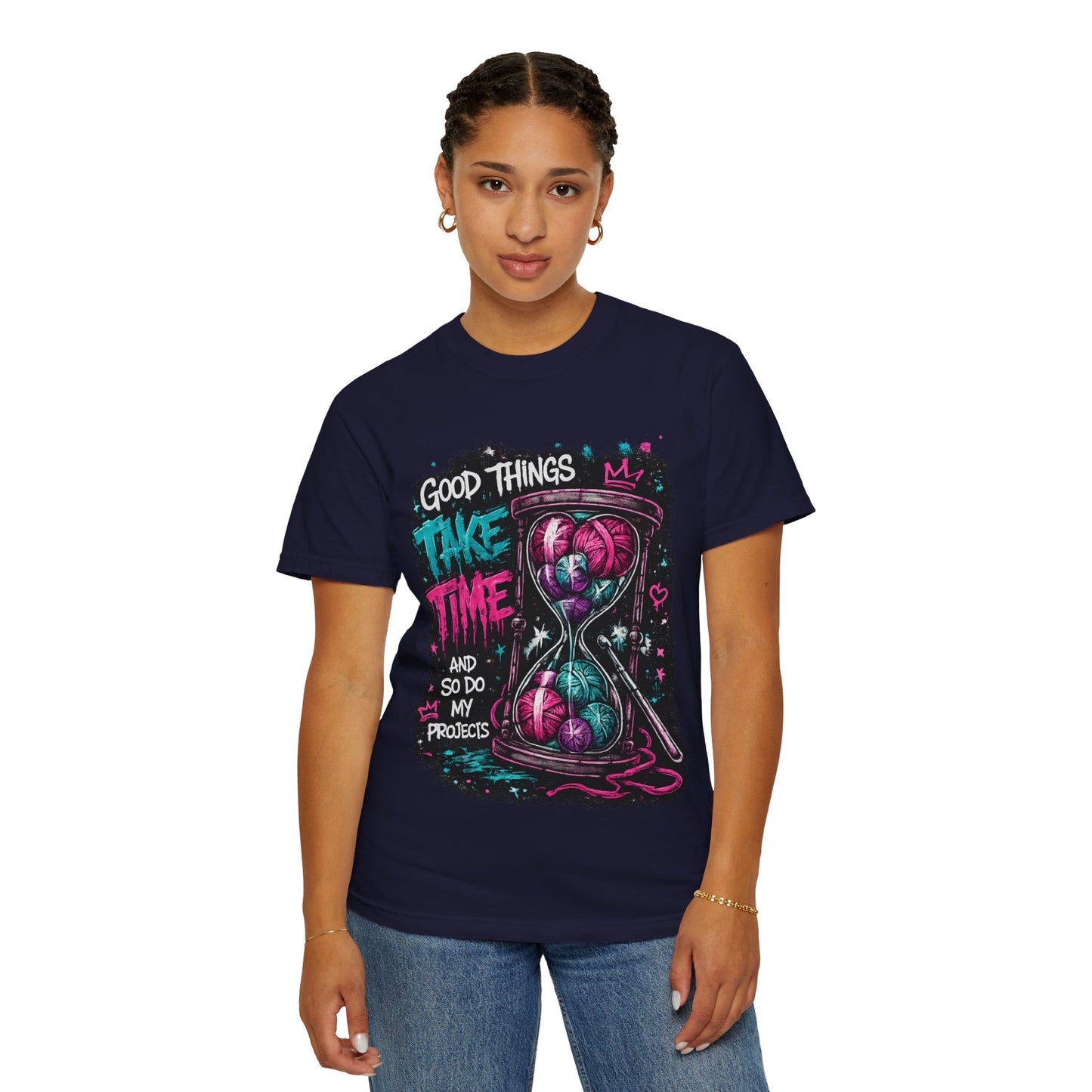 Motivational Hourglass T-Shirt — "Good Things Take Time" Graphic Tee