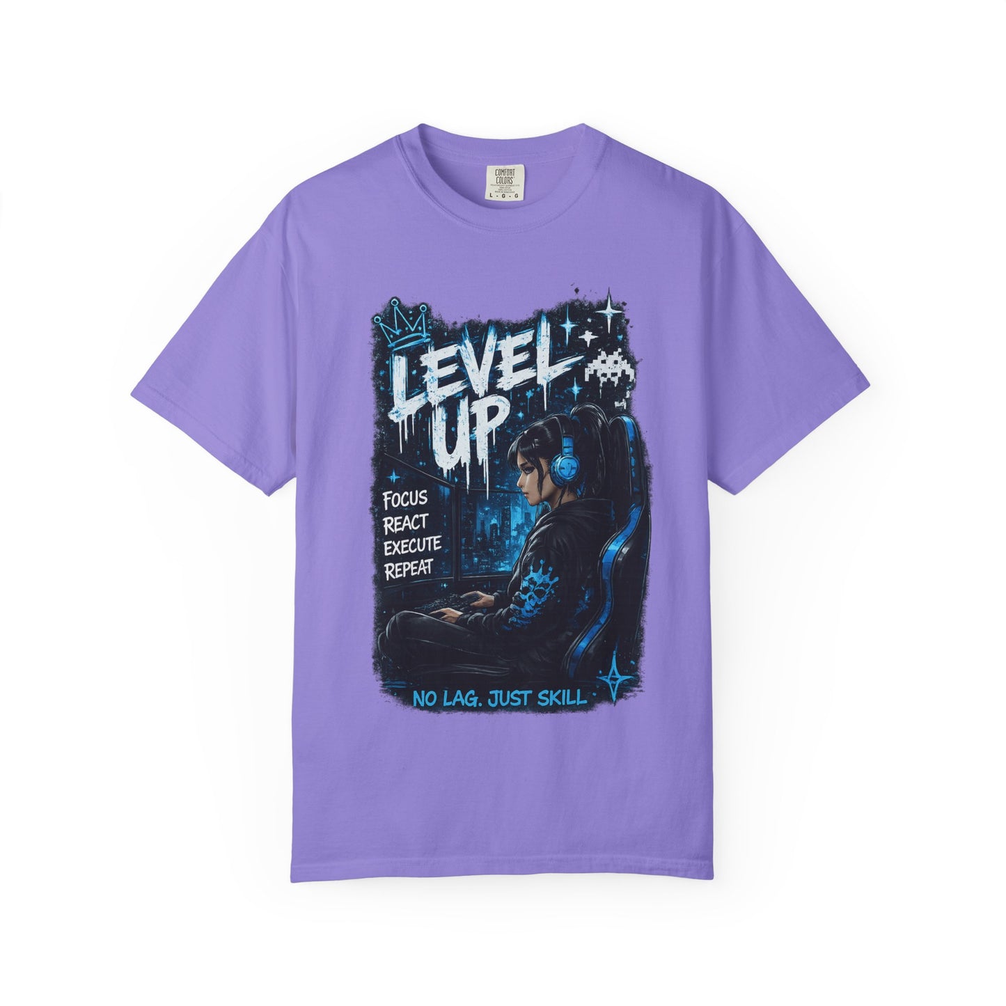 Level Up Gamer T-Shirt — "Level Up: Focus React Execute Repeat" Graphic Tee