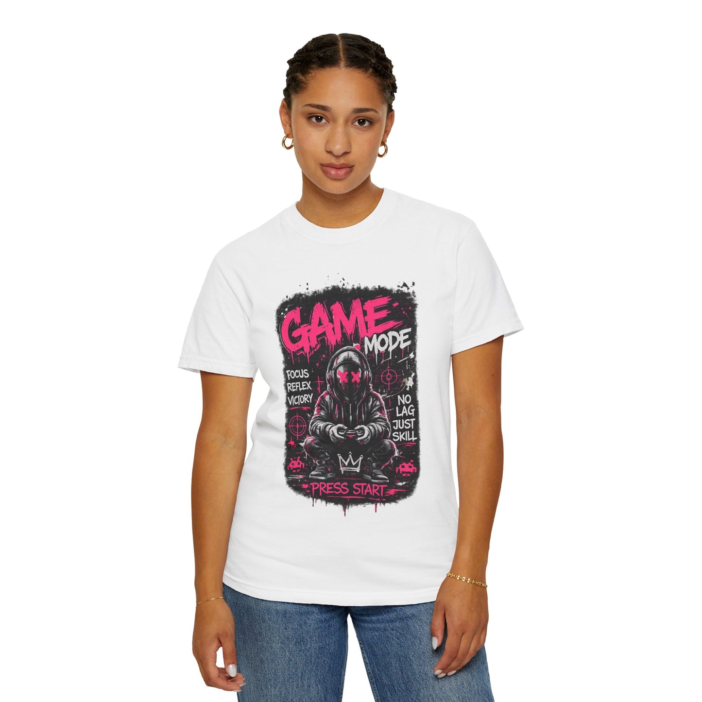 Game Mode Gamer Skull joystick graphic T-Shirt | Press Start gaming design