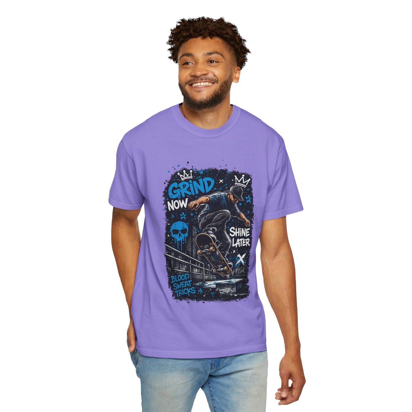 Skate Grind Now Tee — 'Grind Now Shine Later' Skateboard Graphic T-Shirt