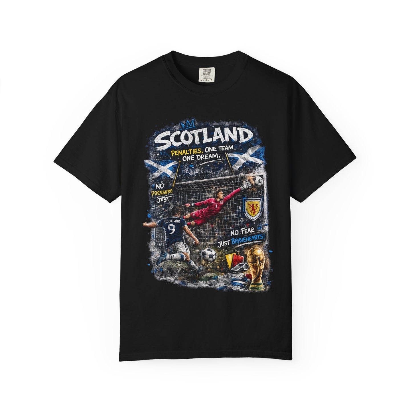 Scotland Football Montage T-shirt | Soccer Scottish Crest, Goalkeeper Dive