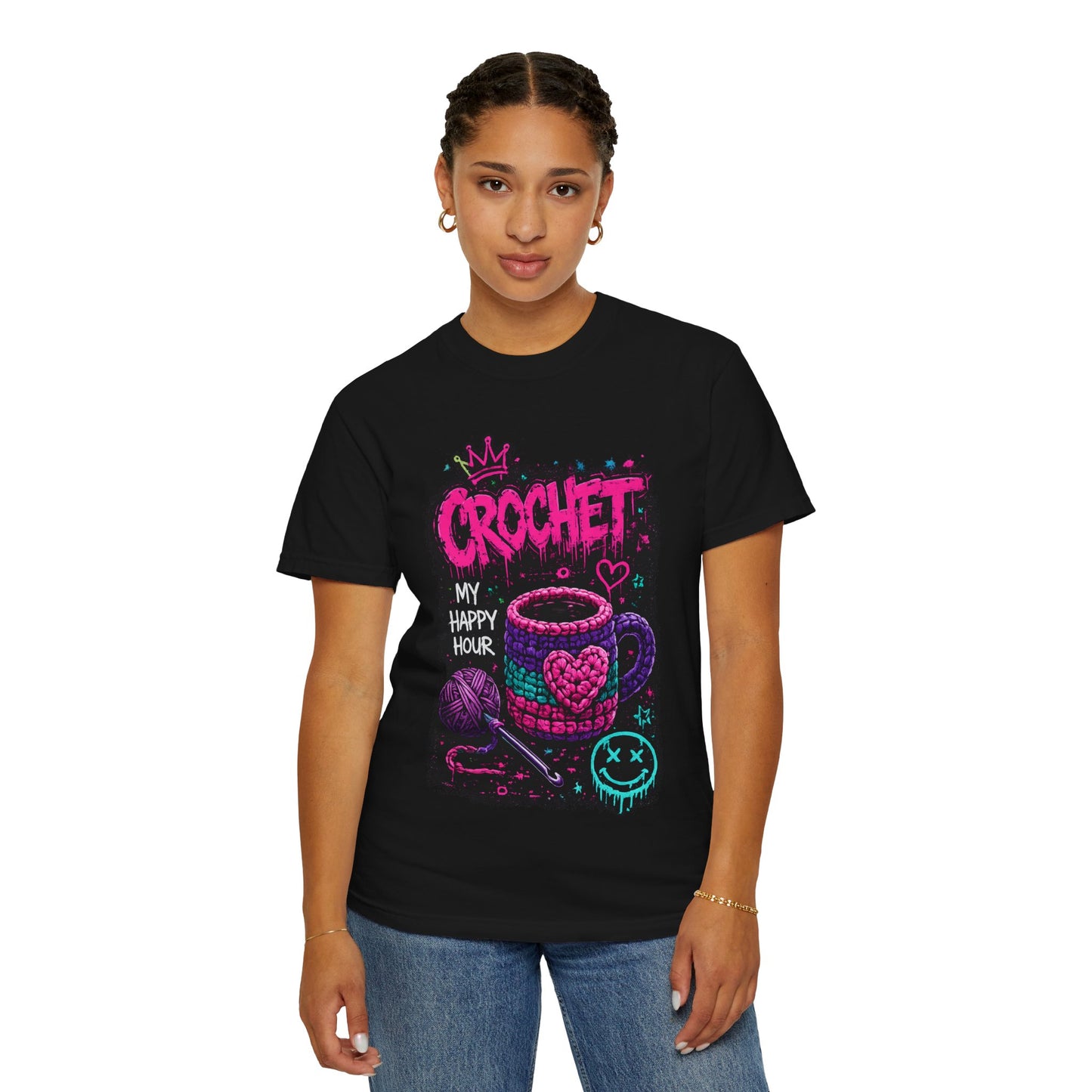 Crochet My Happy Hour T-Shirt — Funny Crochet Lover Tee