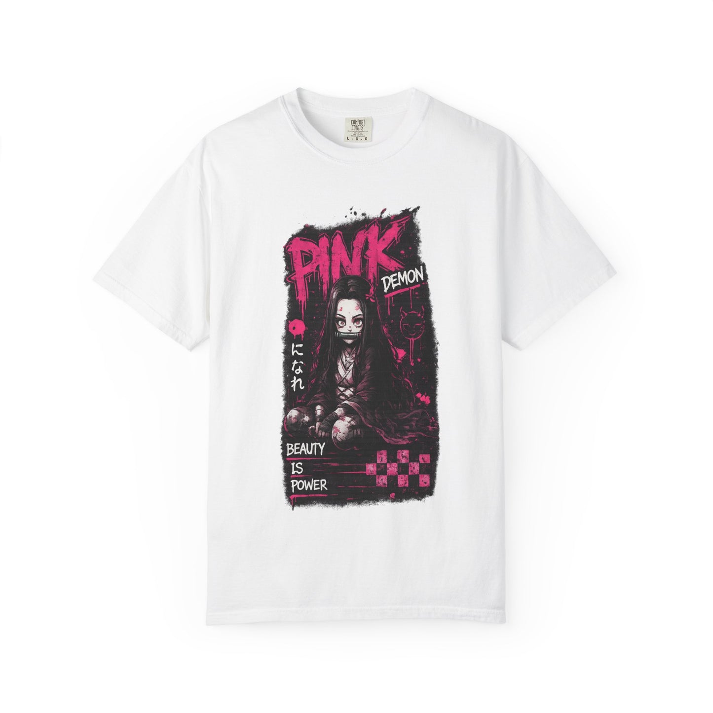 Pink Demon Graphic T-Shirt — 'Beauty Is Power' Anime Tee