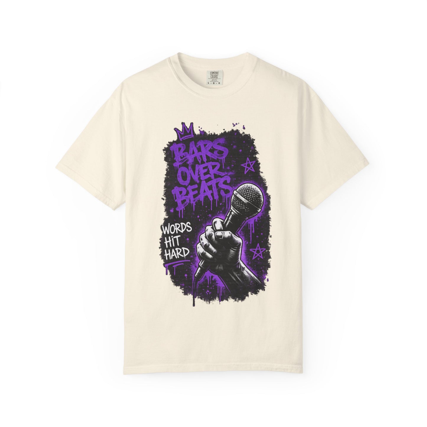 Bars Over Beats Microphone T‑Shirt — "Words Hit Hard" Rap Graphic Tee