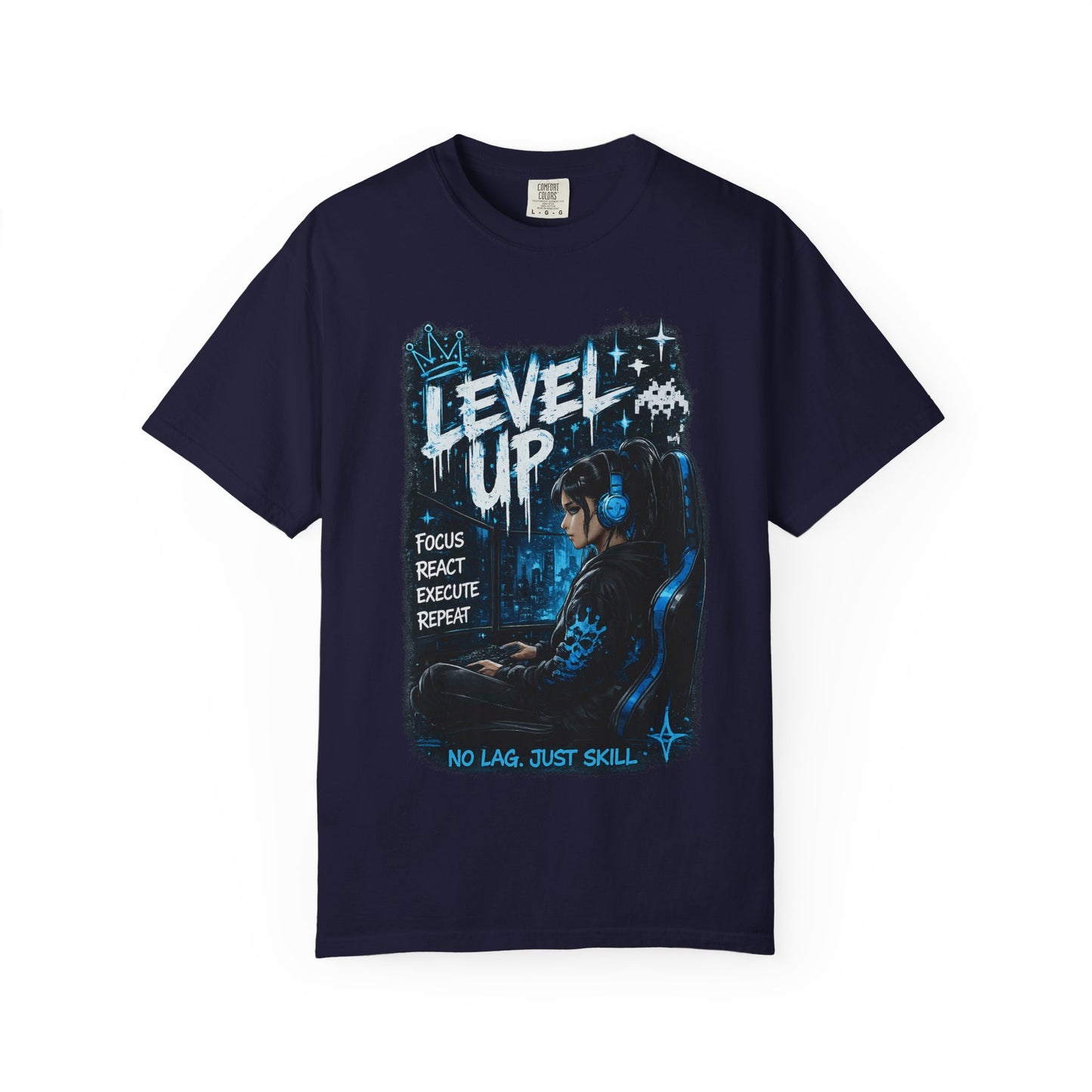 Level Up Gamer T-Shirt — "Level Up: Focus React Execute Repeat" Graphic Tee