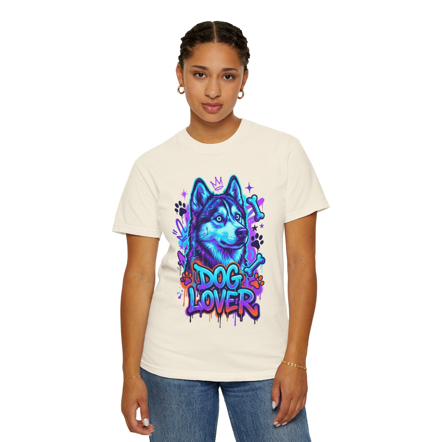 Dog Lover T-Shirt — Neon Husky Graphic Tee