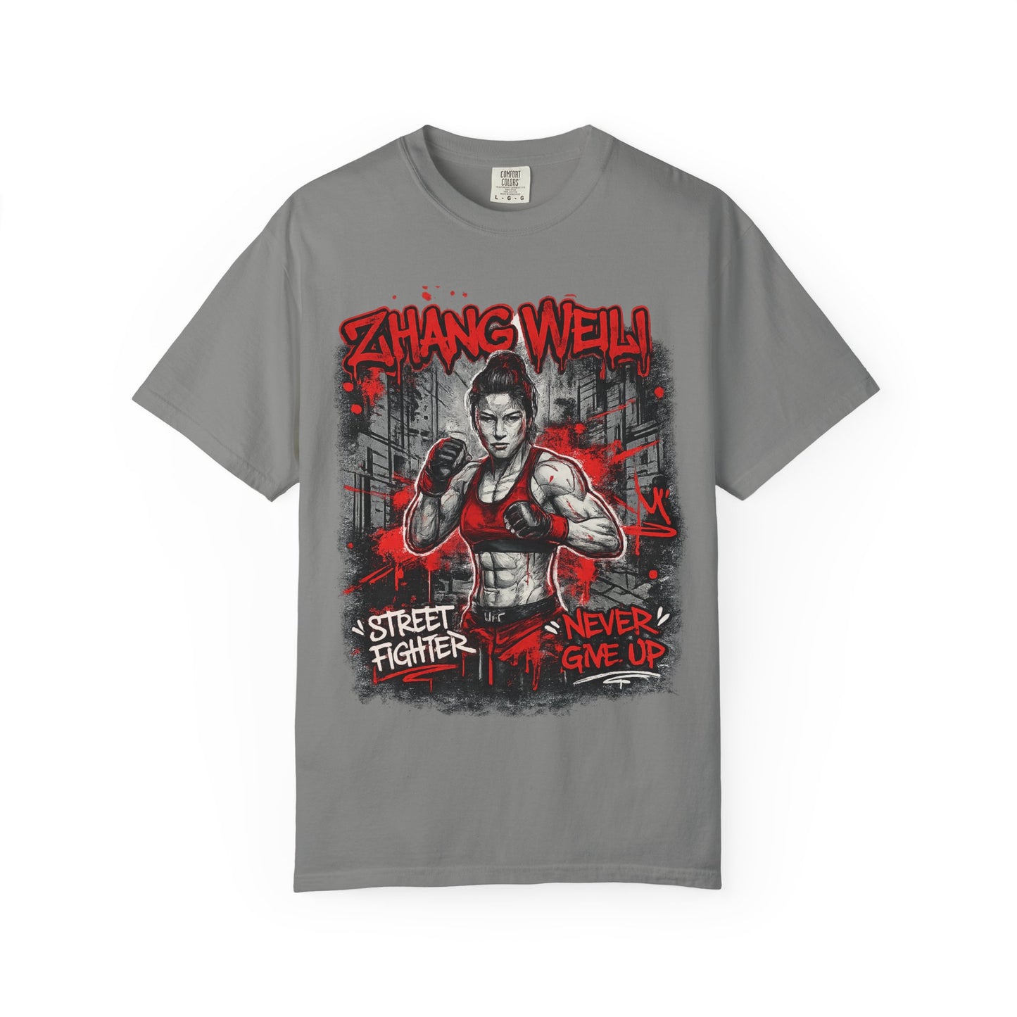 UFC Fighter Female T‑Shirt — "Never Give Up" Motivational Fight Tee