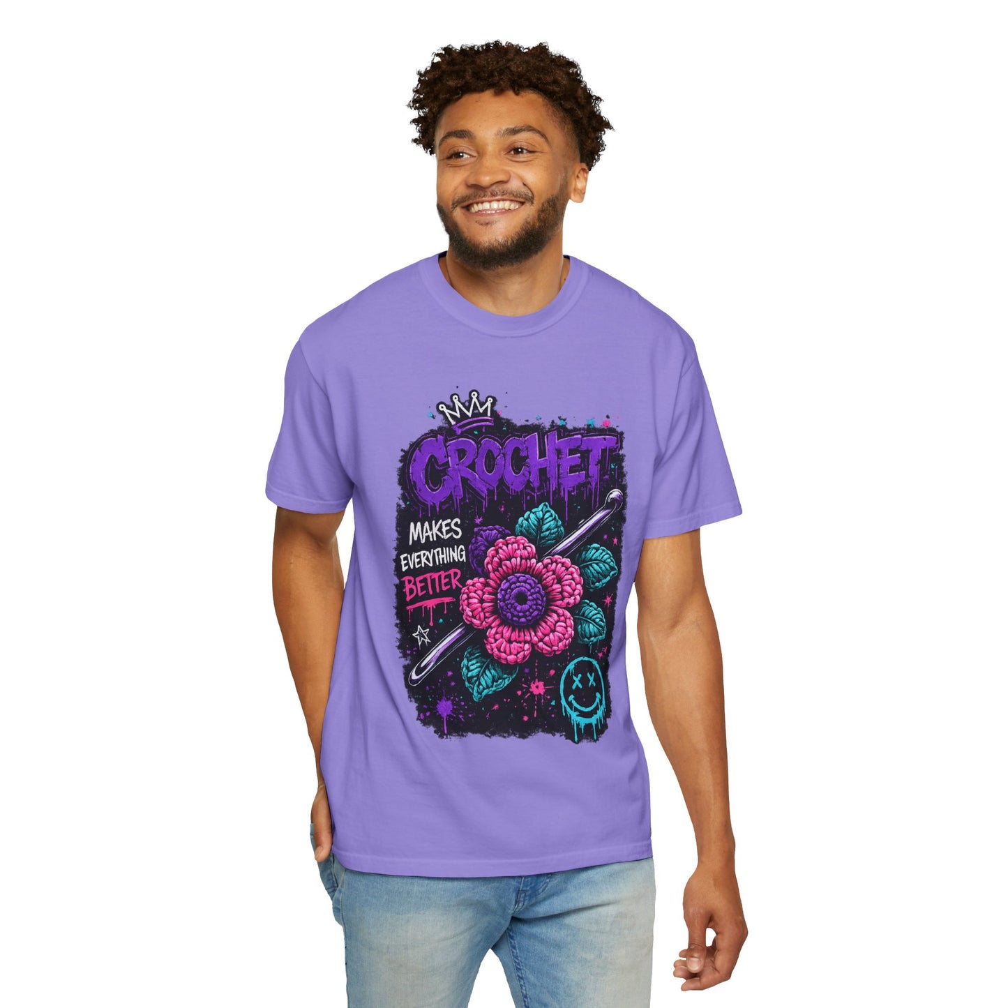 Crochet Makes Everything Better T-Shirt — Floral Crafting Tee for Makers