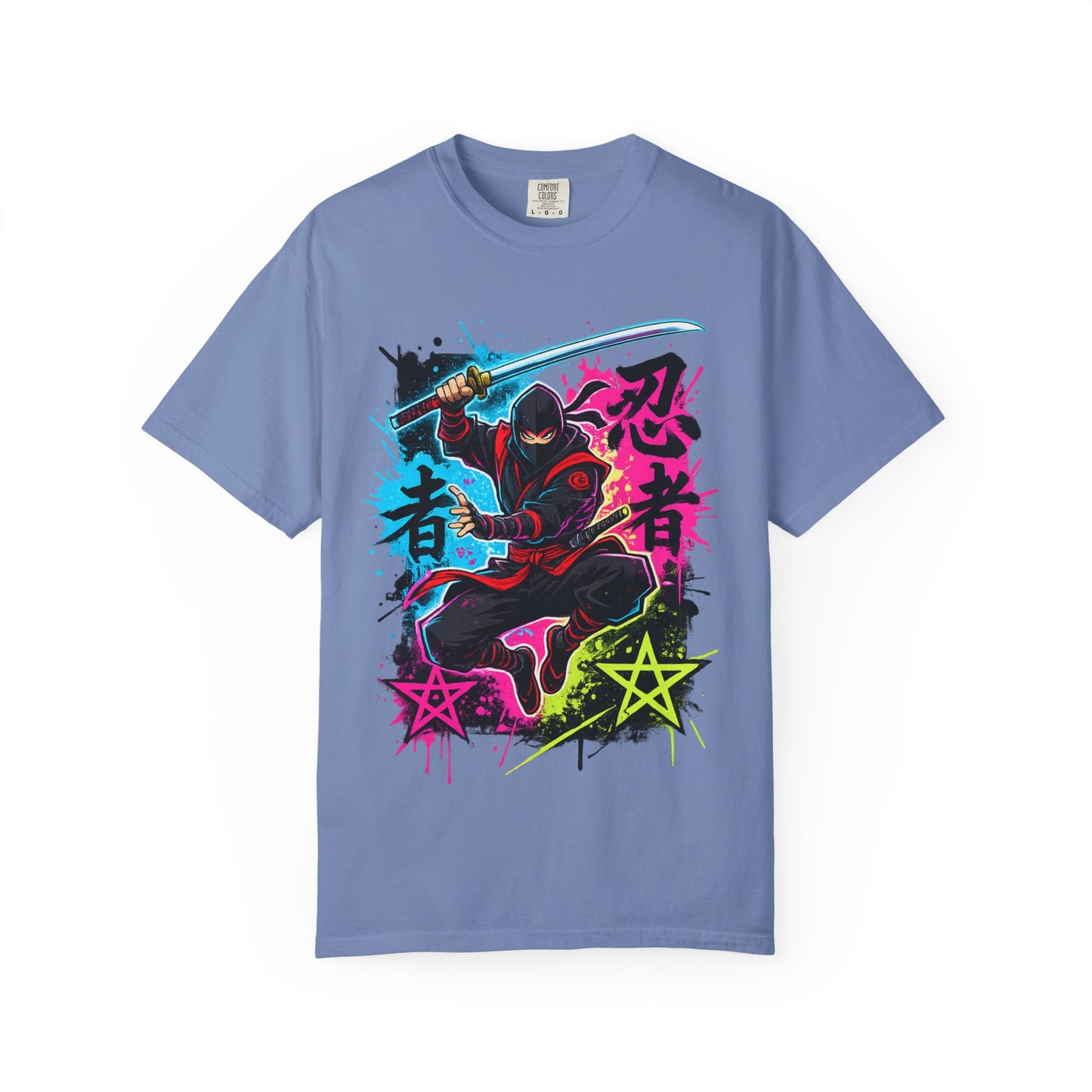 Neon Ninja Graphic T-Shirt — Vibrant Samurai Skate Style