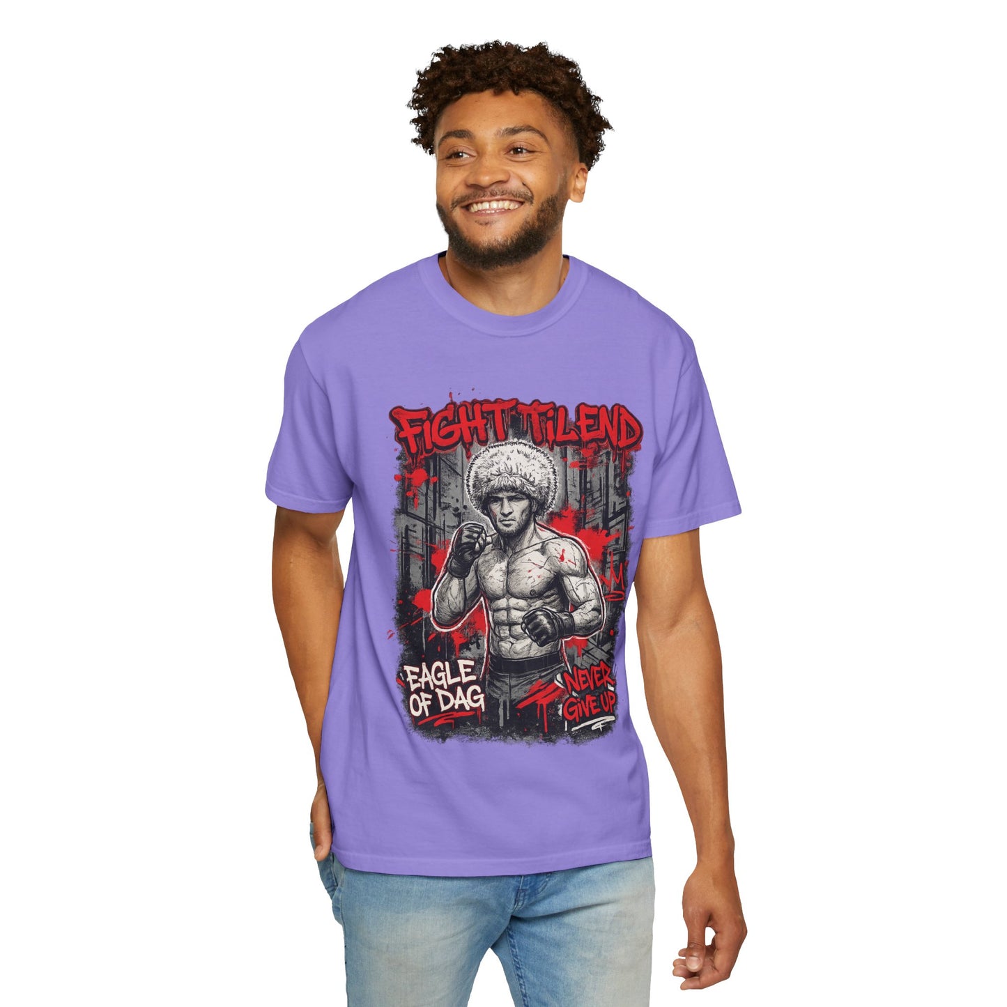 Fight Milend Boxing T-Shirt — "Eagle of Dag" Never Give Up Graphic Tee