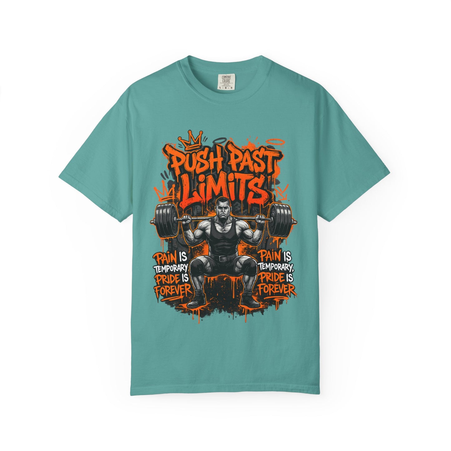 Push Past Limits weightlifting graphic tee | Motivational gym shirt