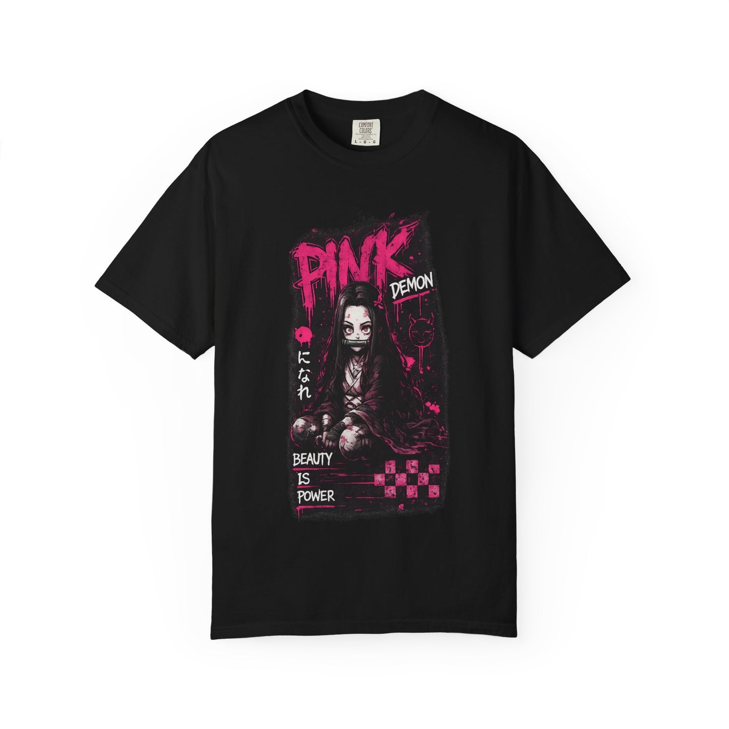 Pink Demon Graphic T-Shirt — 'Beauty Is Power' Anime Tee