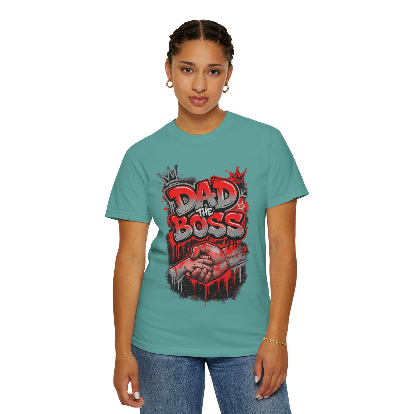 Dad The Boss shirt | Graffiti fist design, red black street art