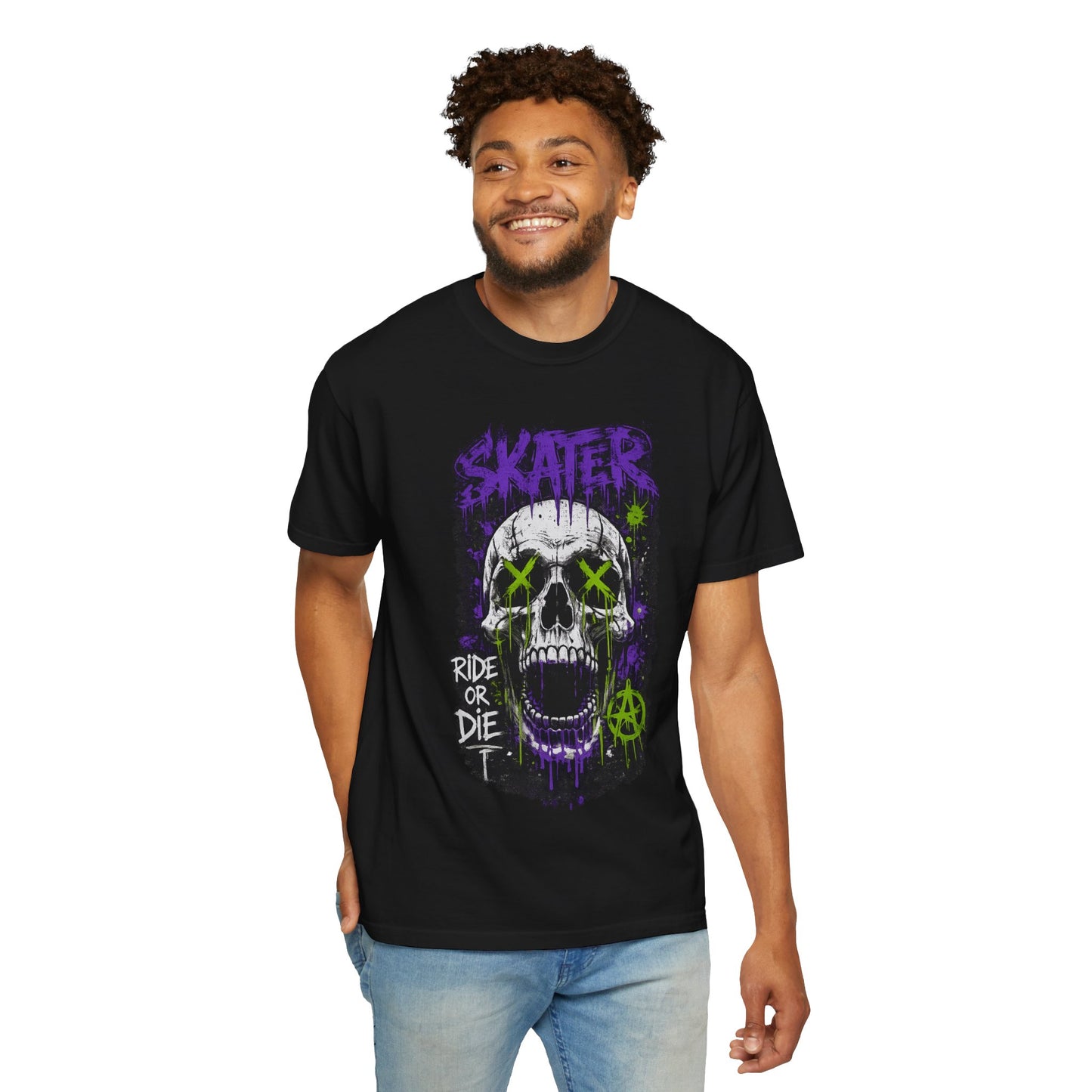 Skater Skull T-Shirt — "Ride or Die" Graphic Tee