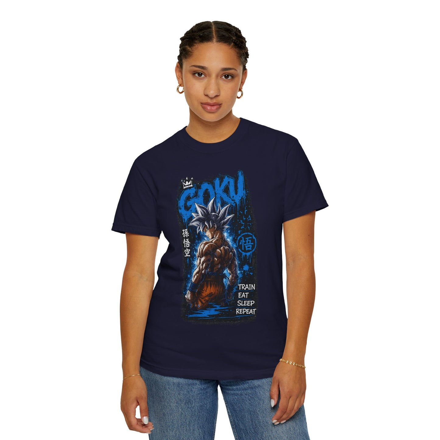 Goku Graphic T-Shirt — "Train Eat Sleep Repeat" Anime Tee
