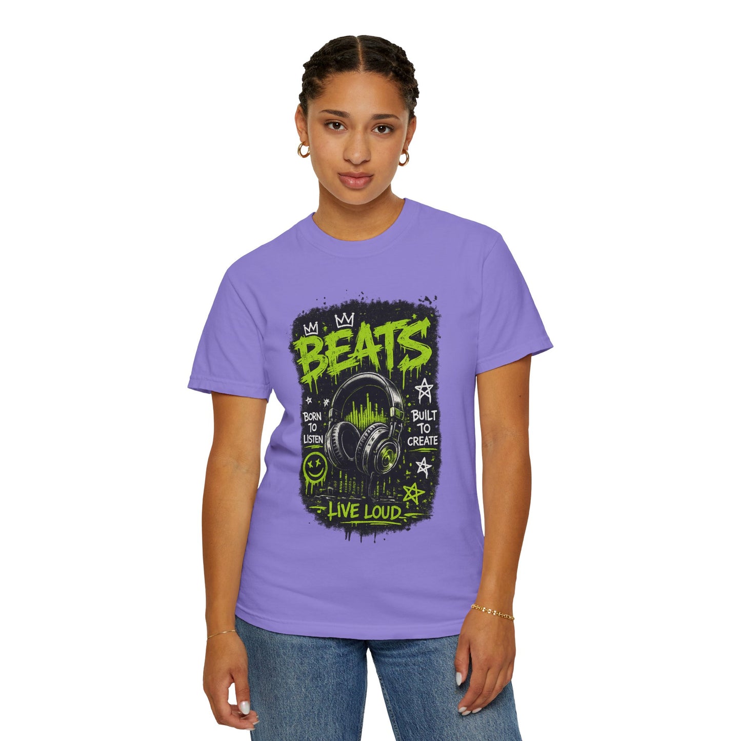 Beats Headphones Live Loud T-shirt | Music Graphic Tee, Neon Green