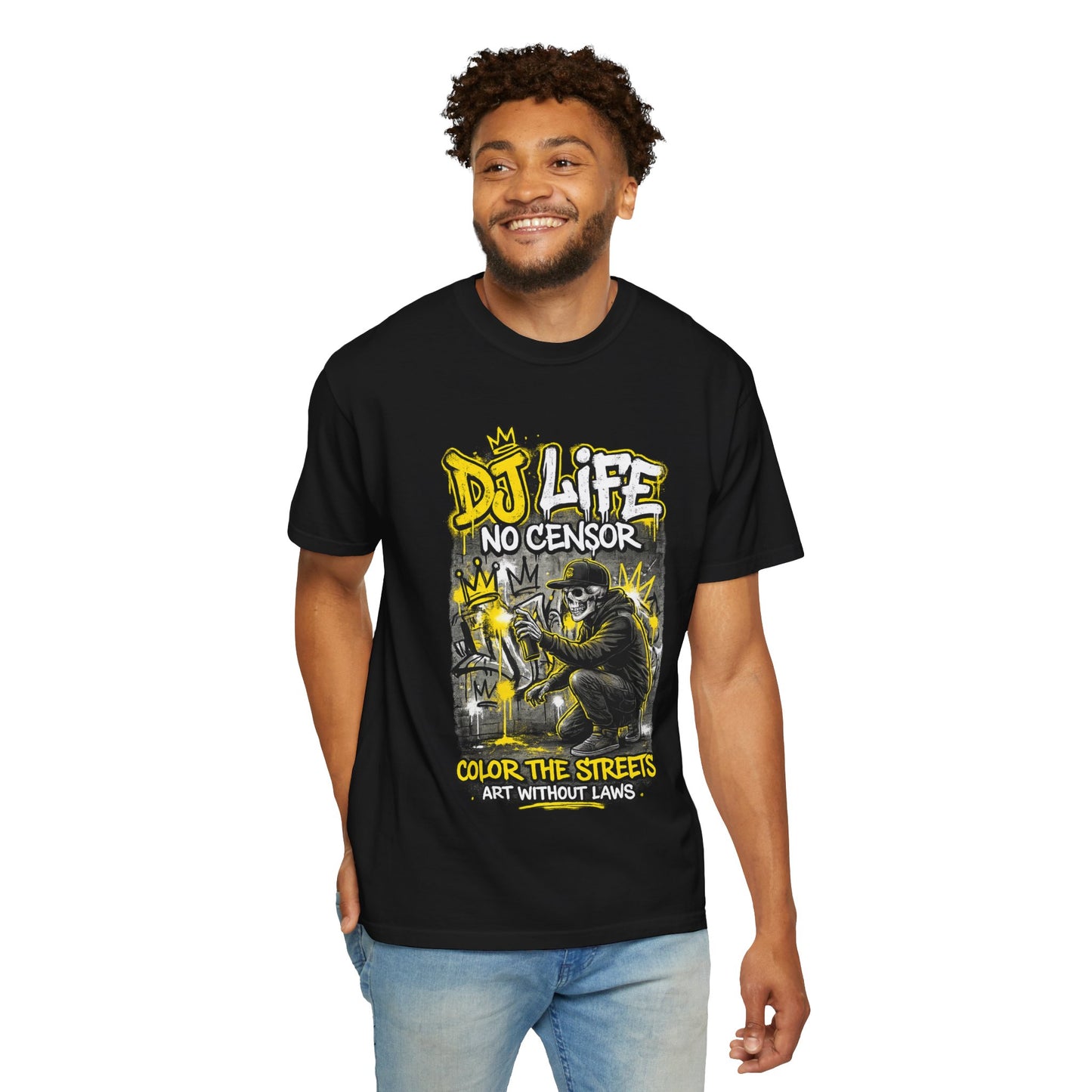 DJ Life No Censor Graphic T-Shirt — Street Art Gorilla "Color the Streets" Tee
