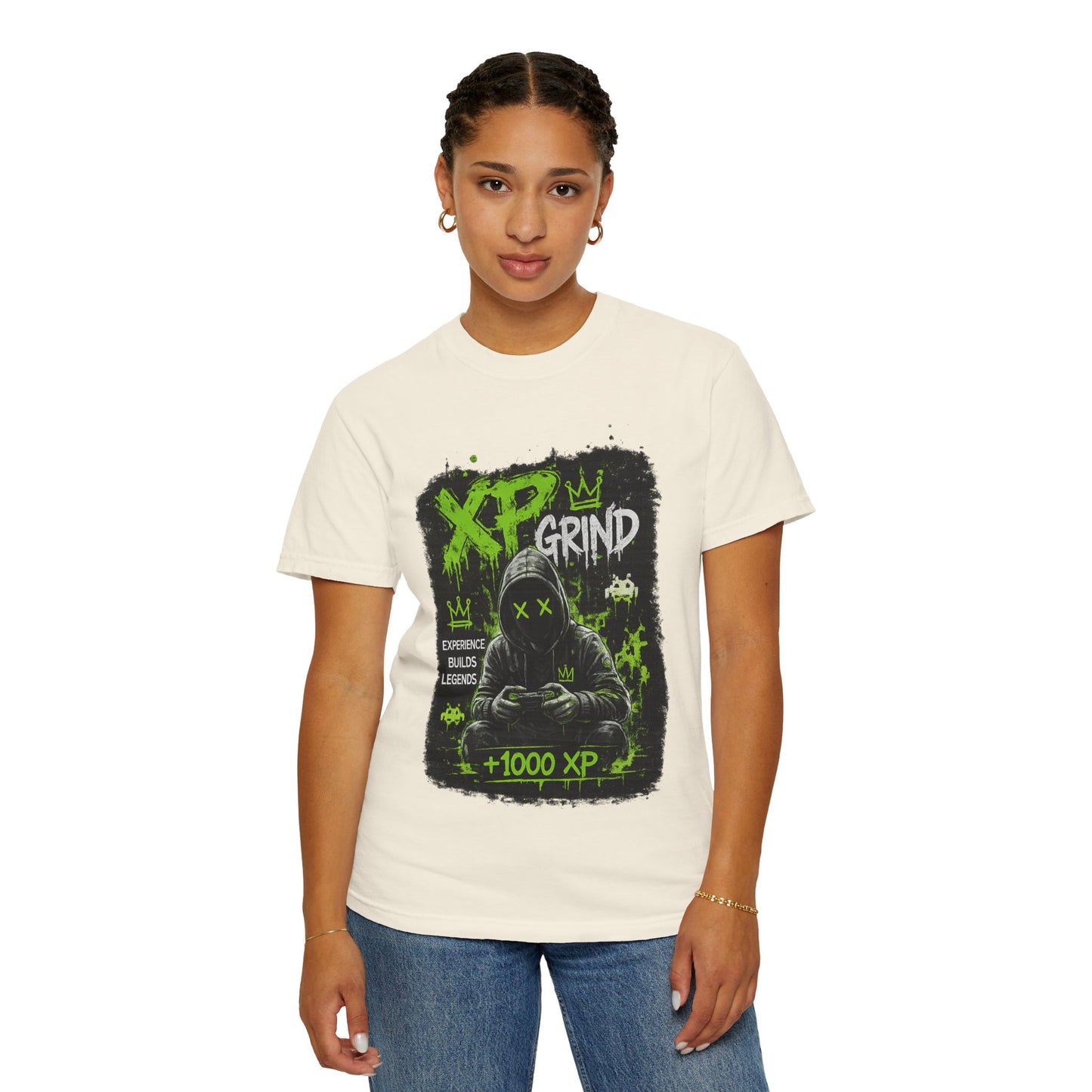 XP Grind Gamer T-Shirt — +1000 XP Hoodie-Style Graphic Tee for Gamers