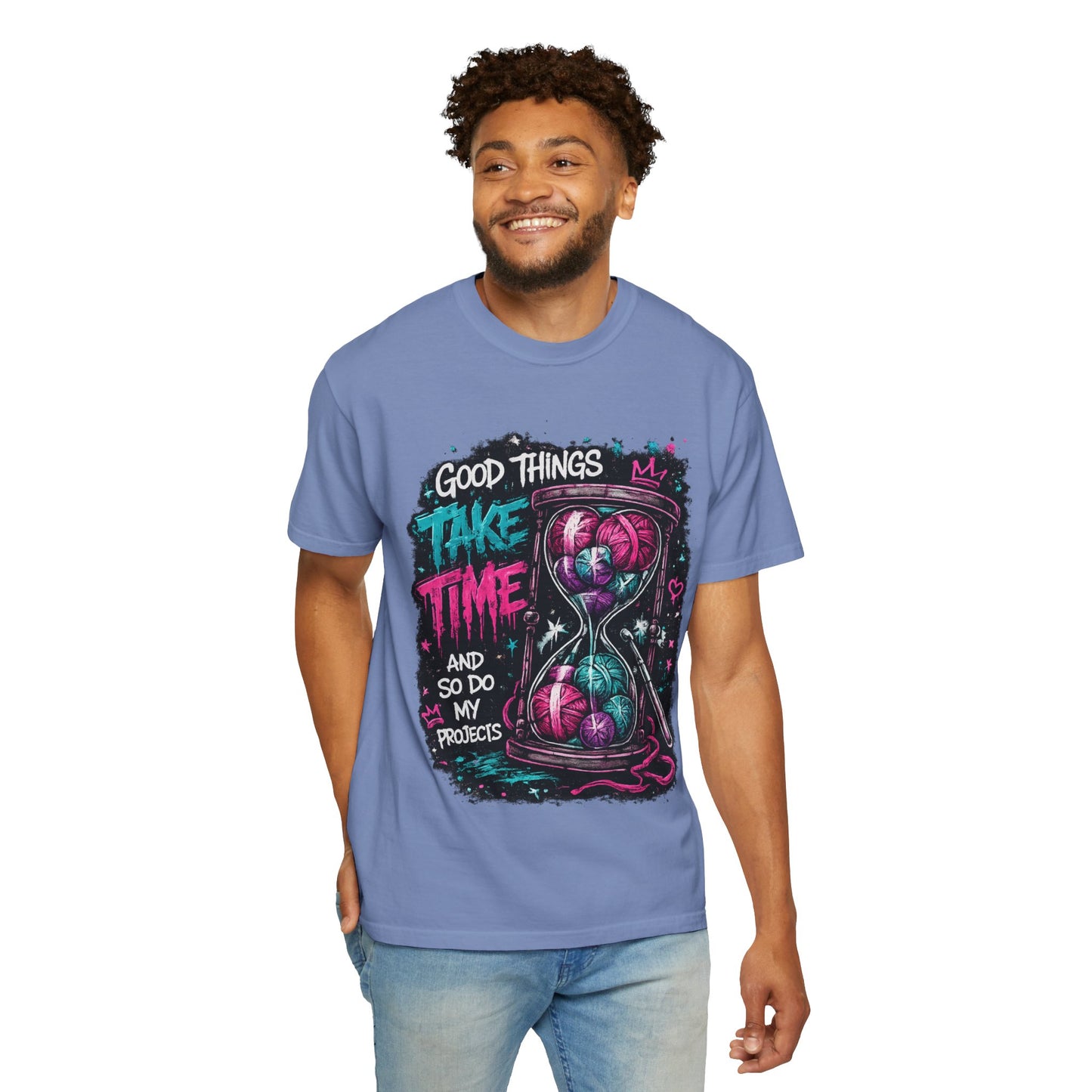 Motivational Hourglass T-Shirt — "Good Things Take Time" Graphic Tee