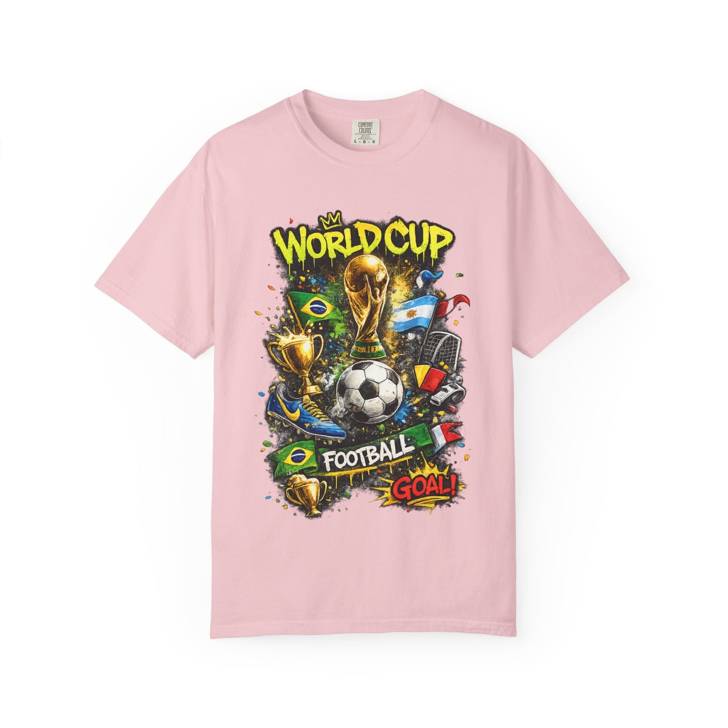 World Cup Football Graphic T-shirt | Soccer Trophy, Flags, Goal