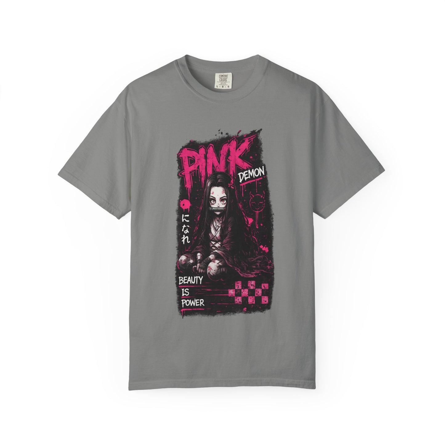 Pink Demon Graphic T-Shirt — 'Beauty Is Power' Anime Tee
