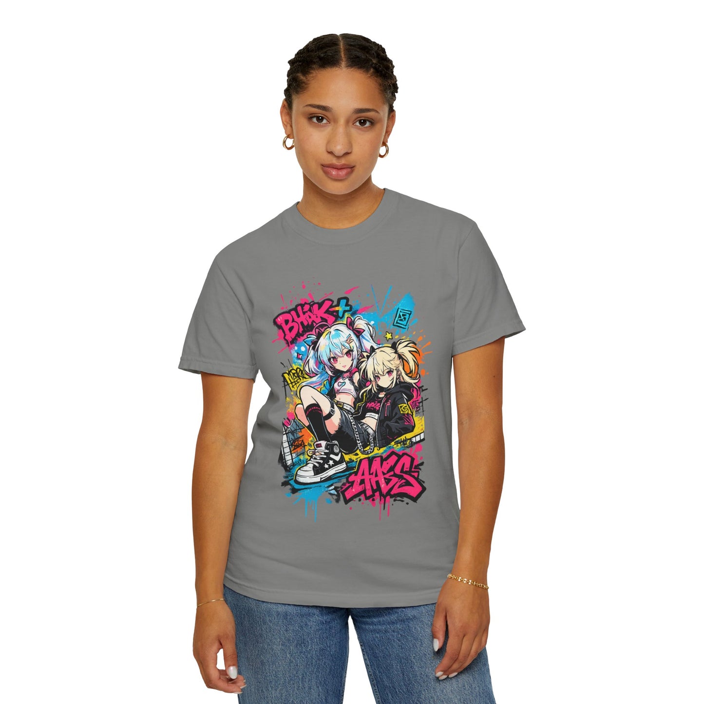 Anime Streetwear T-Shirt — 'Bucks & Sakes' Graffiti Girls Graphic Tee