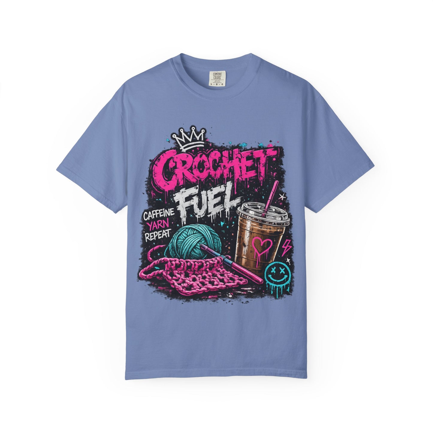 Crochet Fuel T-Shirt — Funny Yarn & Coffee Crochet Tee for Crafters