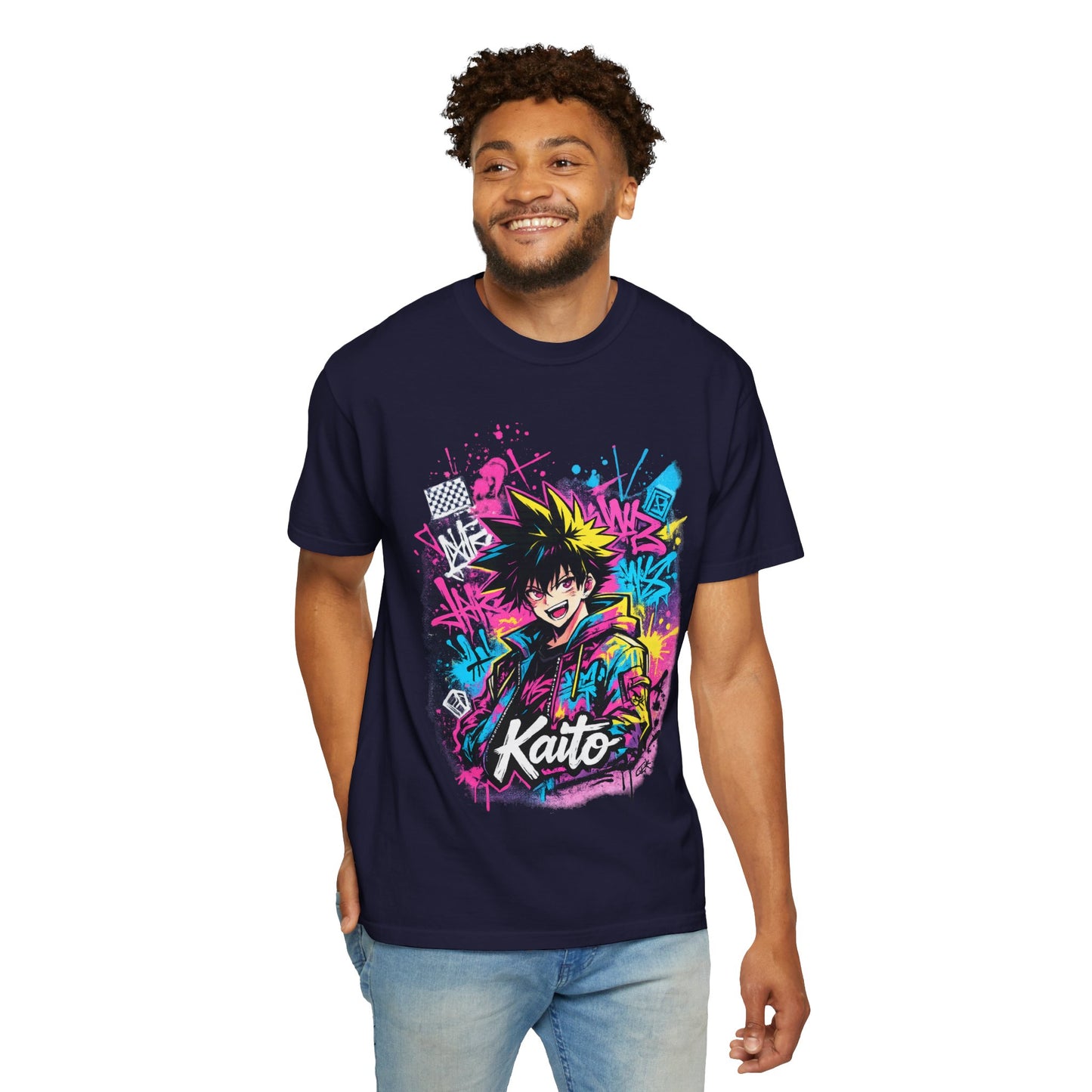 Kaito Anime Streetwear T-Shirt — Neon Graffiti Character Tee