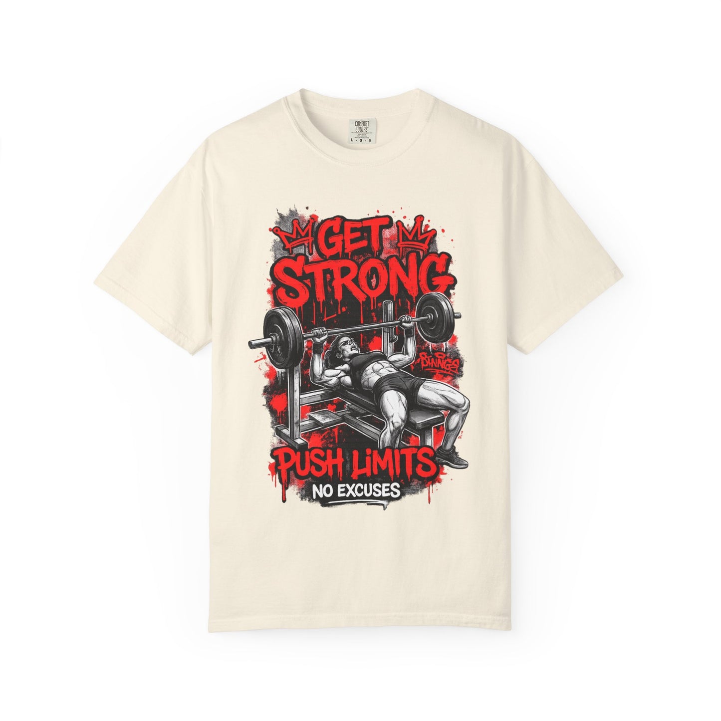 Get Strong Bench Press T-Shirt — Push Limits, No Excuses Gym Tee