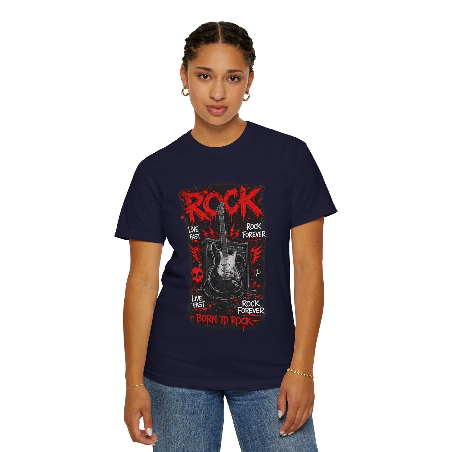 Rock 'Born to Rock' Guitar Graphic T-Shirt