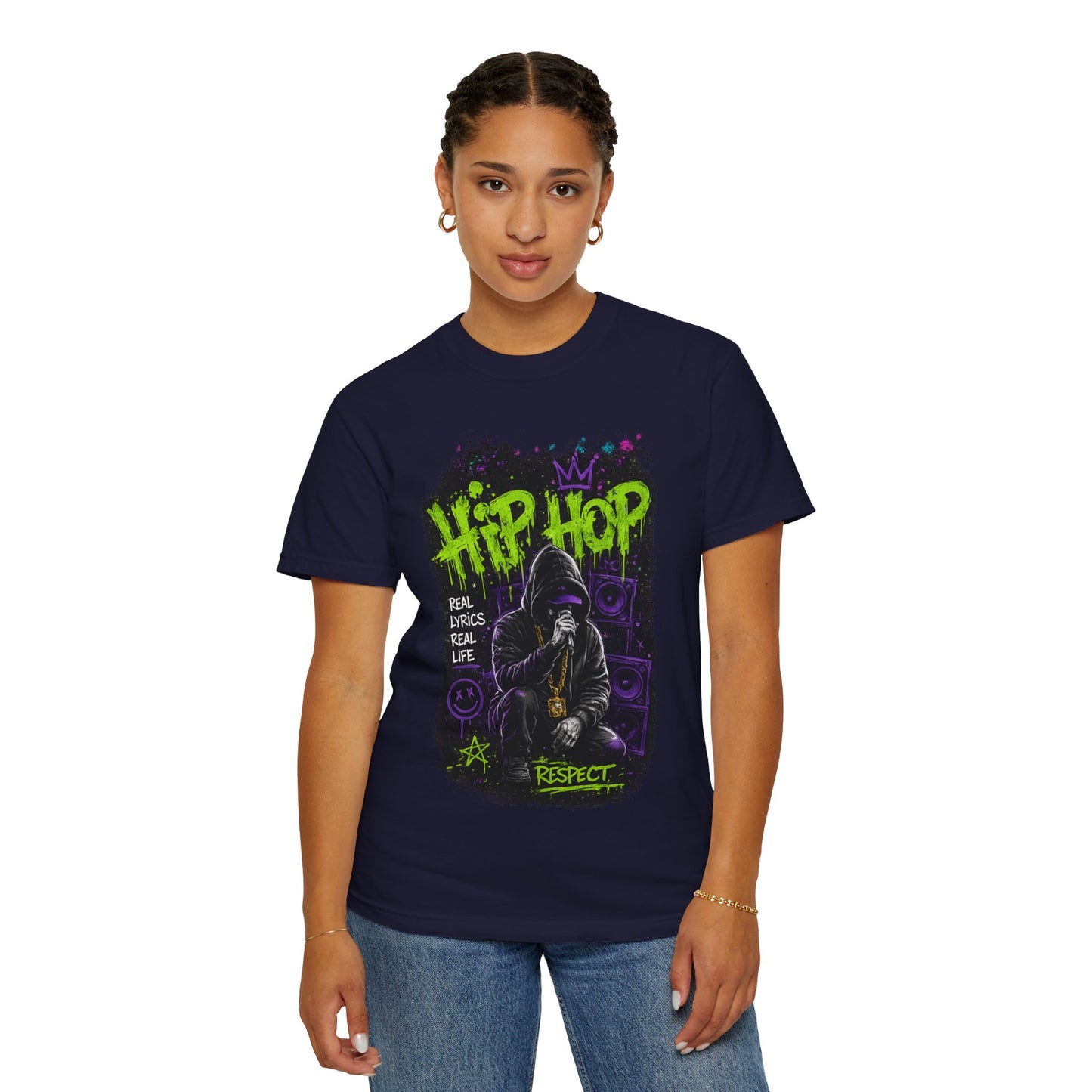 Hip Hop Respect T-Shirt — Graffiti Rap Streetwear Tee ("Real Lyrics Real Life")