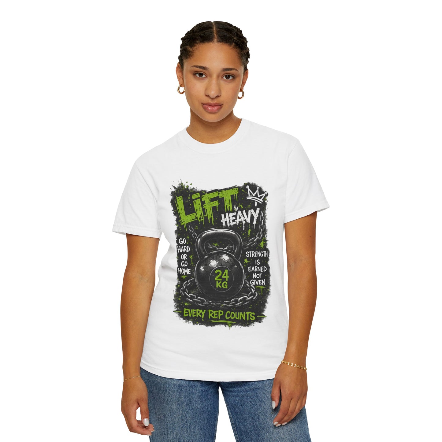 Kettlebell 'Lift Heavy' T-Shirt — Every Rep Counts Gym Tee