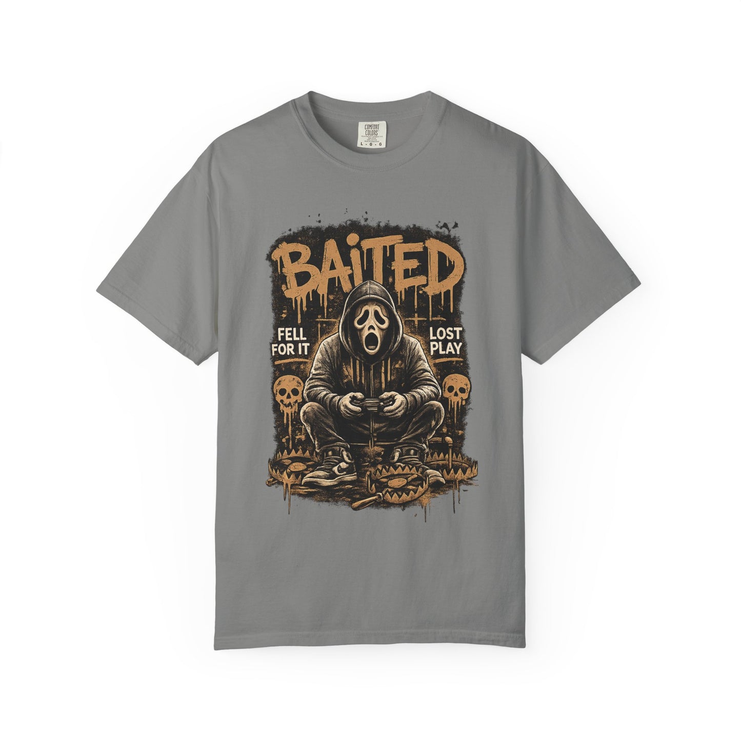 Baited Gamer Grim Reaper T-Shirt | Horror Skull Controller Design