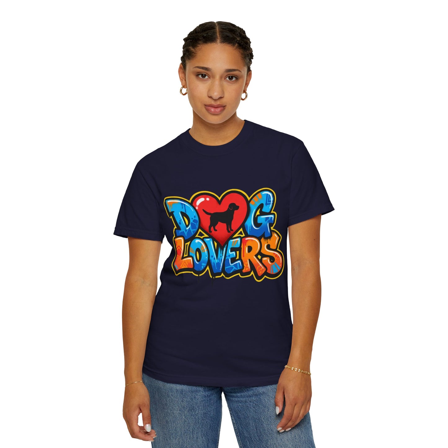 Dog Lovers Graffiti T-Shirt — Heart & Silhouette Pet Lover Tee