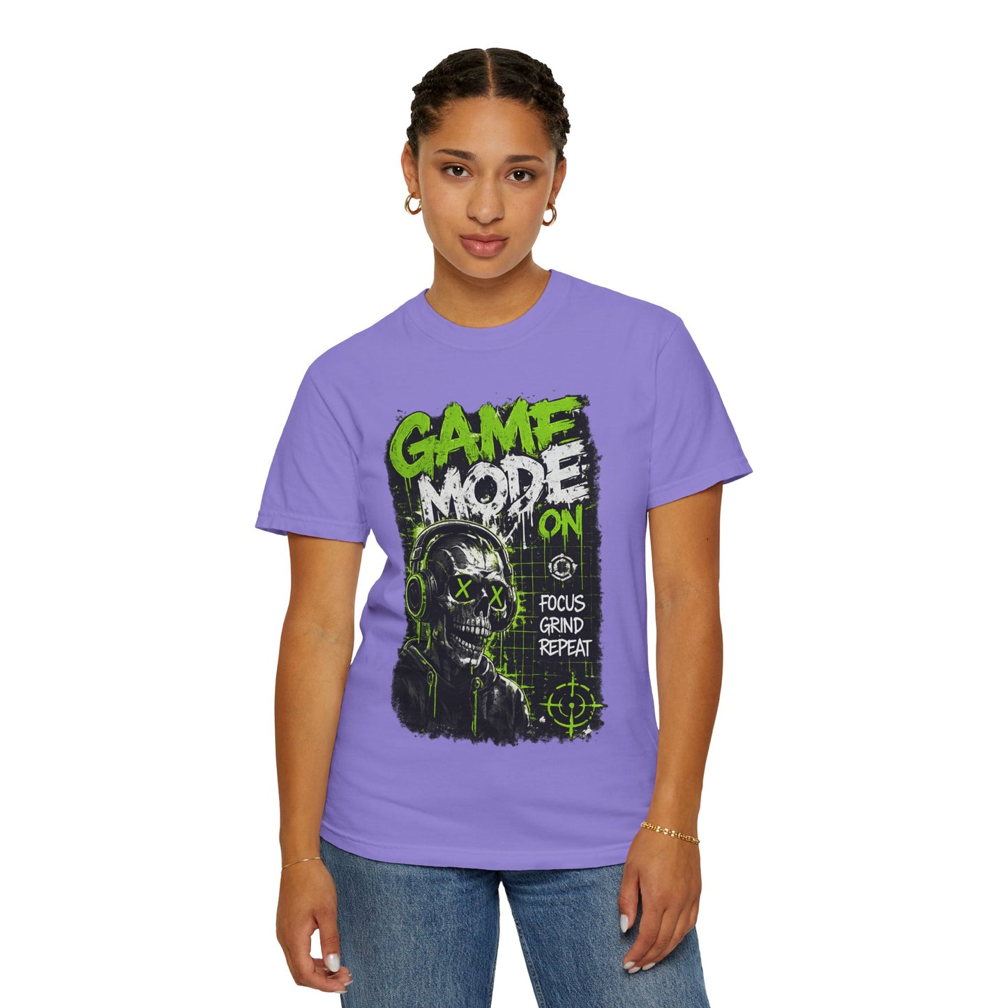 Game Mode On T-Shirt — Gamer Skull Graphic Tee (Focus Grind Repeat)