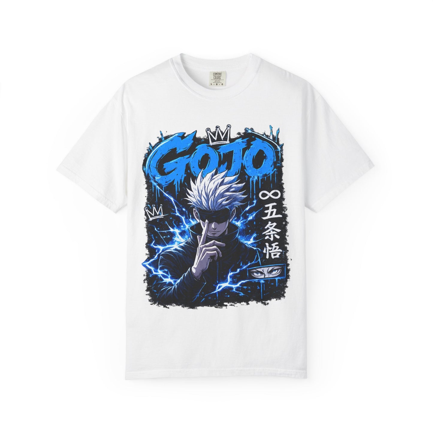 Gojo Satoru Anime T-Shirt — Blue Lightning Graphic Tee
